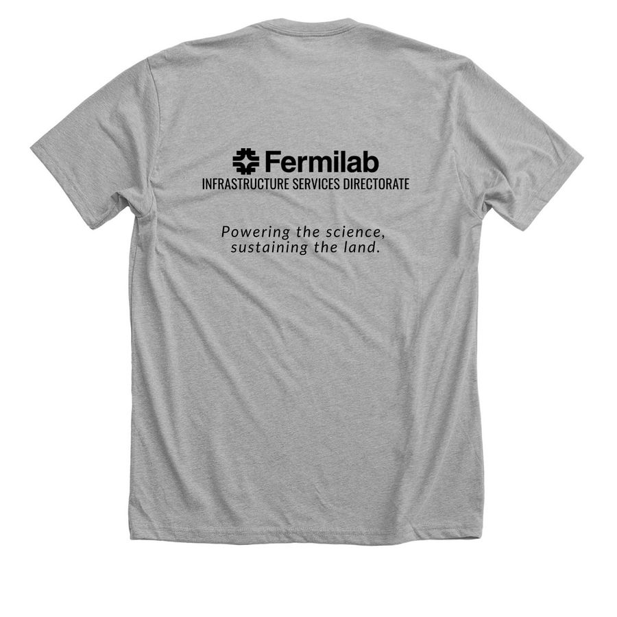 Fermilab Infrastructure Services Directorate, a Athletic Heather Premium Unisex Tee (back-view)