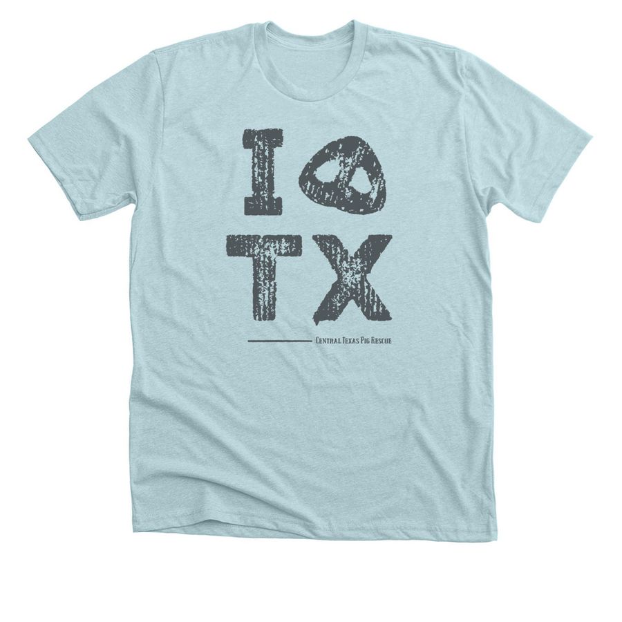 I [SNOUT] TX, a Heather Ice Blue Premium Unisex Tee