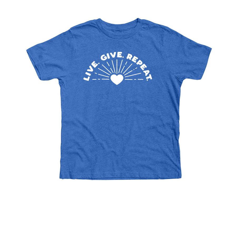 Live. Give. Repeat. (Youth Tee), a Heather True Royal Premium Youth Tee