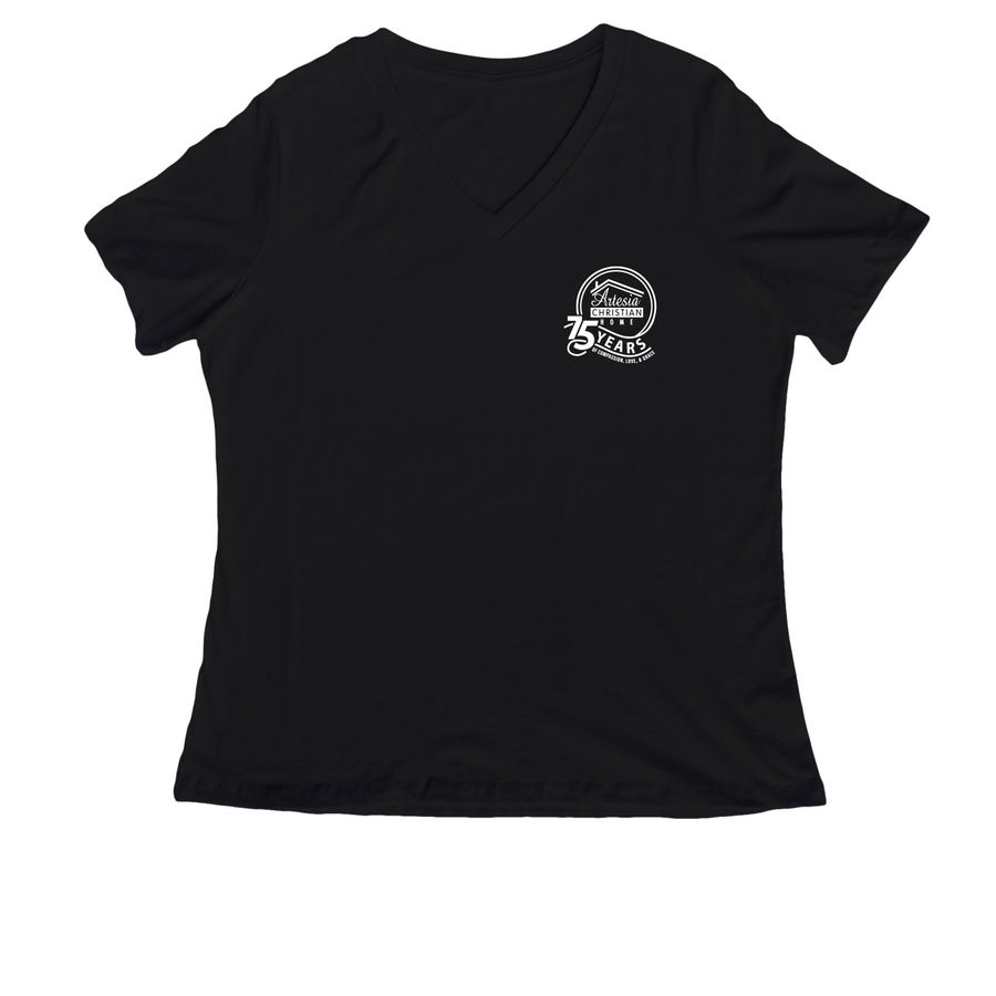 Celebrating 75 Years V- Neck T-Shirt, a Black Women's Relaxed V-Neck Tee