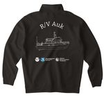 R/V Auk, a Black Midweight Quarter Zip Pullover (back-view)