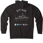 R/V Auk, a Black Heavyweight Pullover Hoodie (back-view)