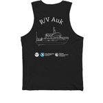R/V Auk, a Black Premium Cotton Tank (back-view)