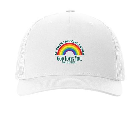 St. Paul's Pride (Rainbow), a White Printed Five-Panel Trucker Cap