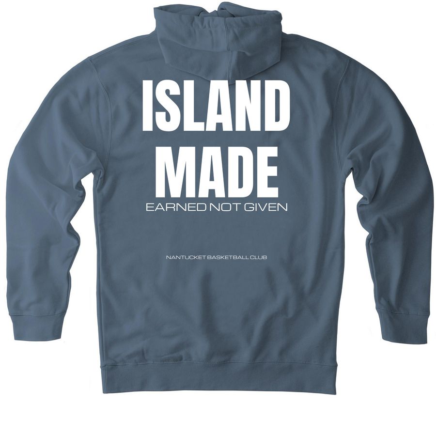 AckhoopClub | Island Made&nbsp;, a Storm Blue Heavyweight Pullover Hoodie (back-view)