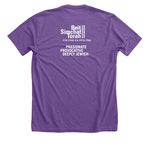 CBST's 2026 Pride Tee!, a Heather Team Purple Premium Unisex Tee (back-view)