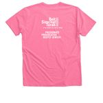 CBST's 2026 Pride Tee!, a Neon Pink Premium V-Neck Tee (back-view)