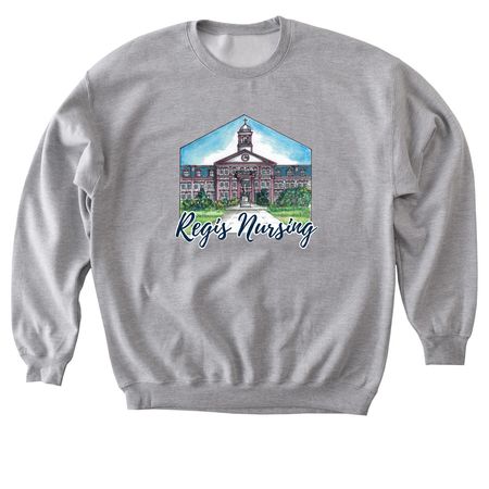 Regis Nursing Illustrated Design, a Sport Grey Softstyle Crewneck Sweatshirt
