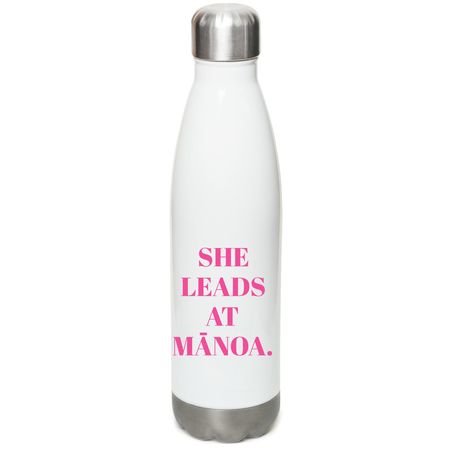 She Leads at M?noa cup, a White Stainless Steel Water Bottle