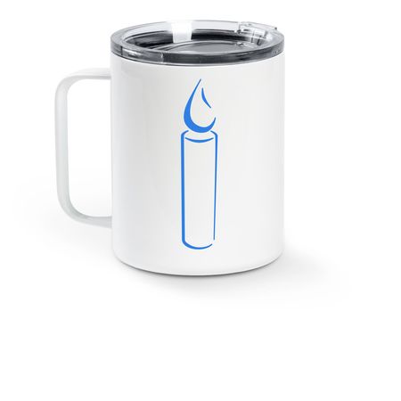 Blue Candle Mug, a White Stainless Steel Travel Mug