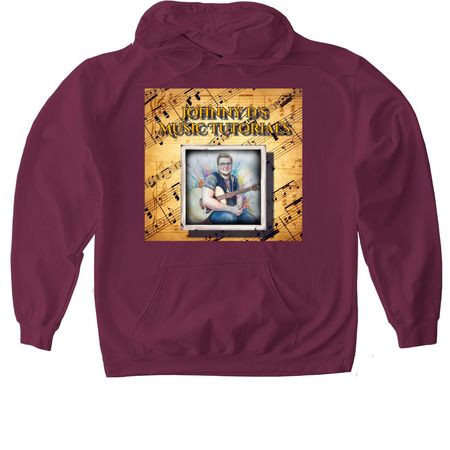 Johnny D's Music Tutorials - Shirts!, a Maroon Gildan Softstyle Pullover Hoodie