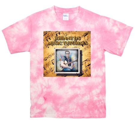 Johnny D's Music Tutorials - Shirts!, a Bright Pink Youth Crystal Tie Dye Tee