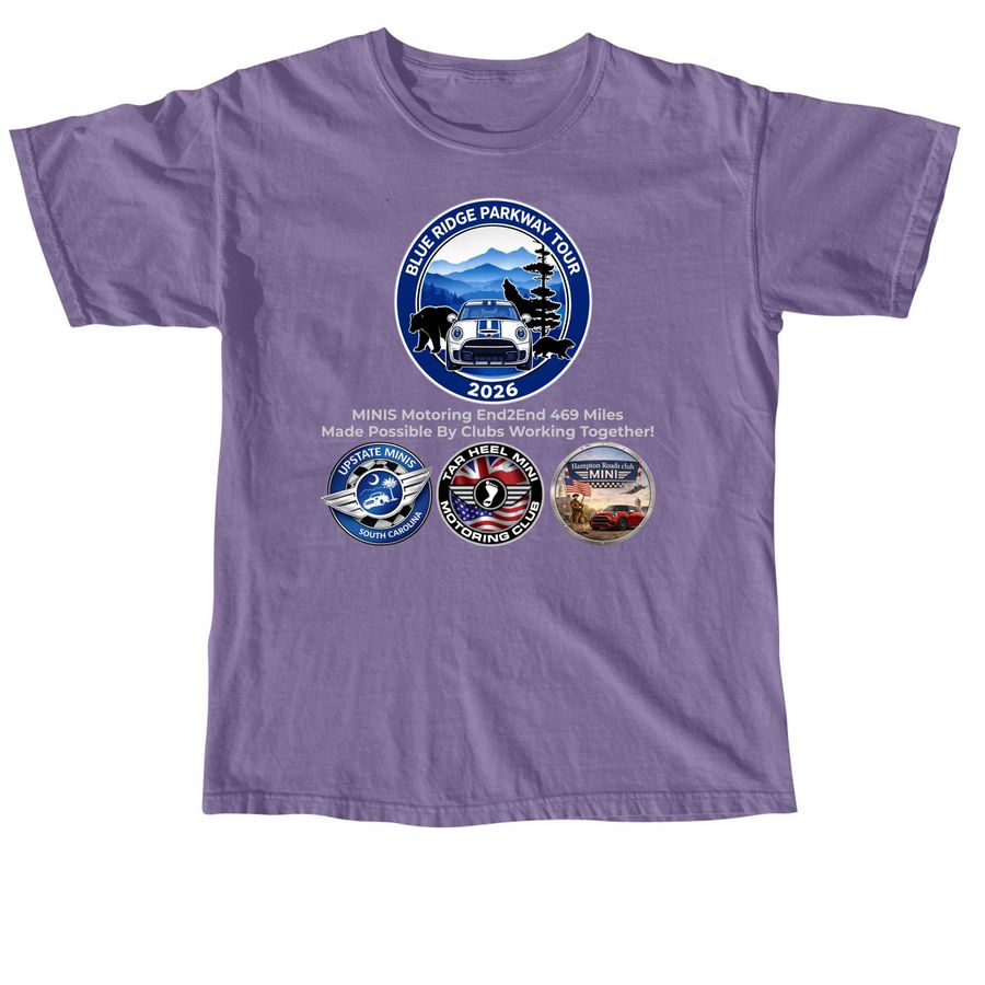 BLUE RIDGE PARKWAY TOUR 2026, a Grape Comfort Colors Unisex Tee