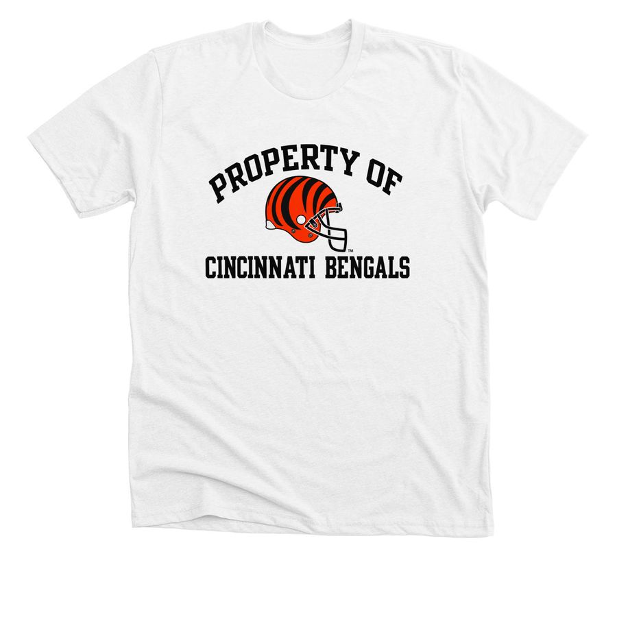 Property Of Cincinnati Bengals Shirt, a Solid White Blend Premium Unisex Tee