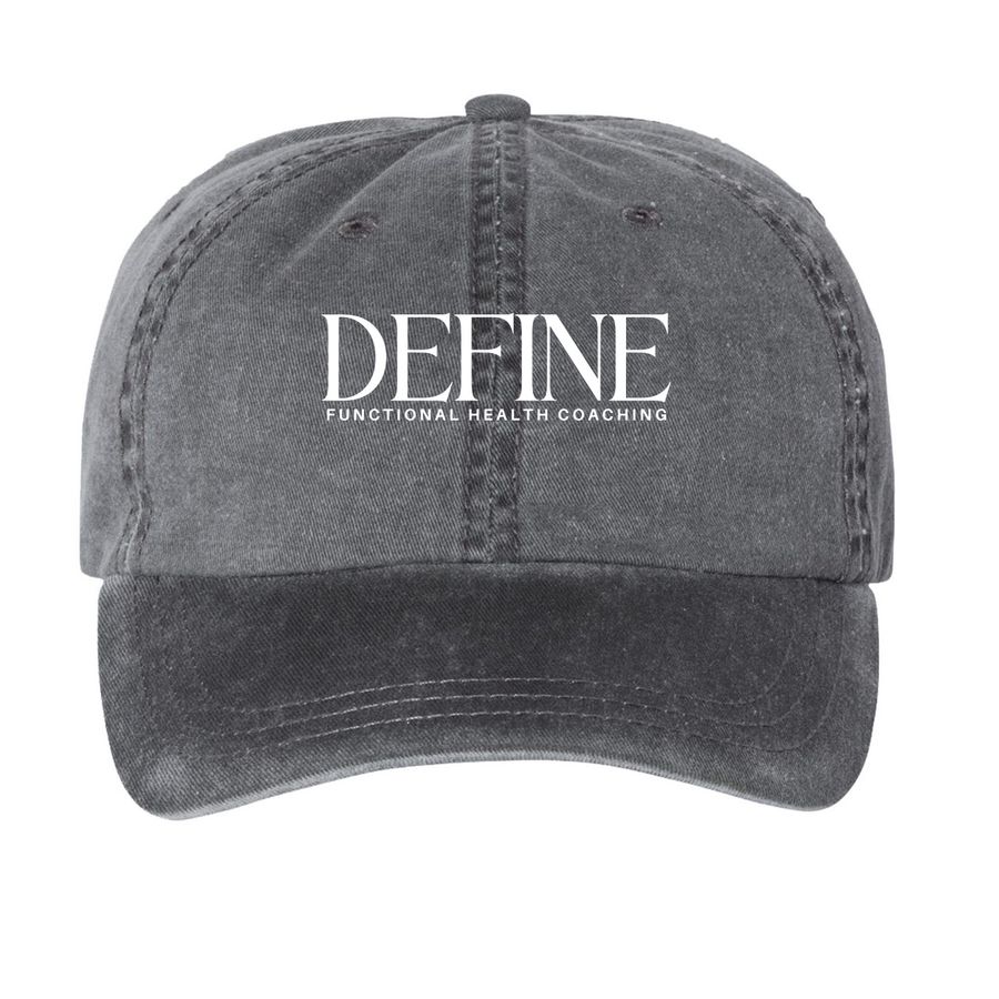 DEFINE CAP, a Black Printed Pigment Dye Baseball Cap