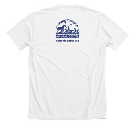 Foster. Adopt. Volunteer. Give., a Solid White Blend Premium Unisex Tee (back-view)