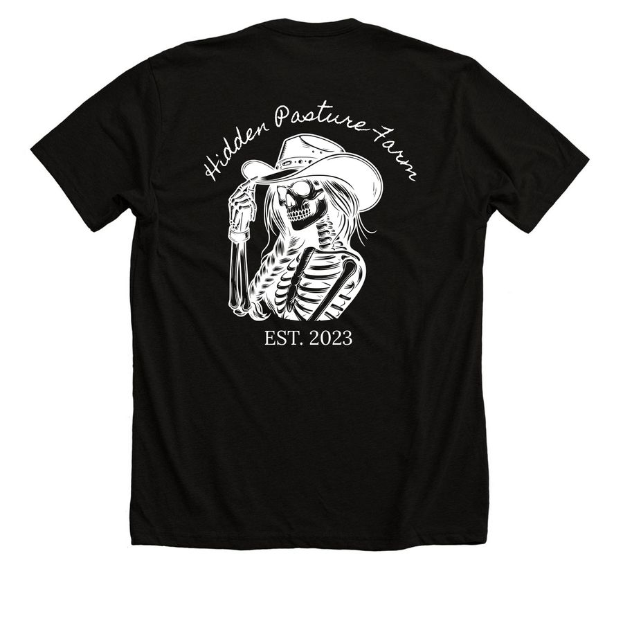 Thank You for Supporting Our Farm, a Solid Black Blend Premium Unisex Tee (back-view)