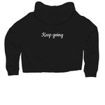 Macaroni. Keep going.&nbsp;, a Black Women?s Lightweight Cropped Hoodie (back-view)