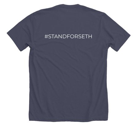 #STANDFORSETH, a Heather Midnight Navy Premium Unisex Tee (back-view)