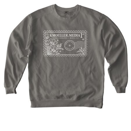 The KMoeller Stamp, a Grey Comfort Colors Crewneck Sweatshirt