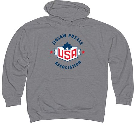 USA Jigsaw Puzzle Association, a Gunmetal Heather Midweight Pullover Hoodie