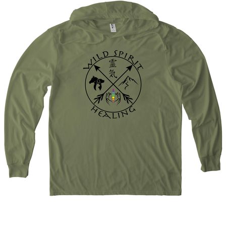 Wild Spirit Healing | Black Logo Collection, a Olive You Green Allmade Eco Triblend Hoodie Tee