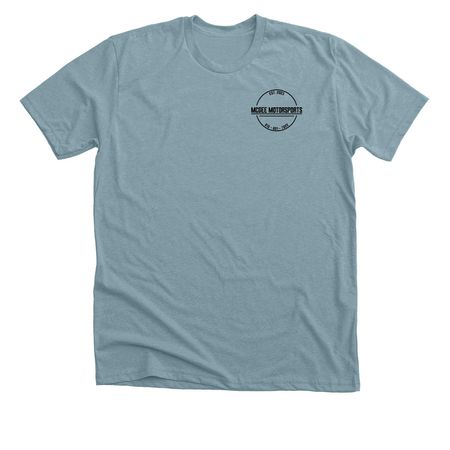 Black McGee Motorsports Logo, a Heather Blue Lagoon Premium Unisex Tee