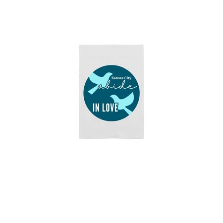 Abide in Love KC - Yard Flag, a White 12" x 18" Yard Flag