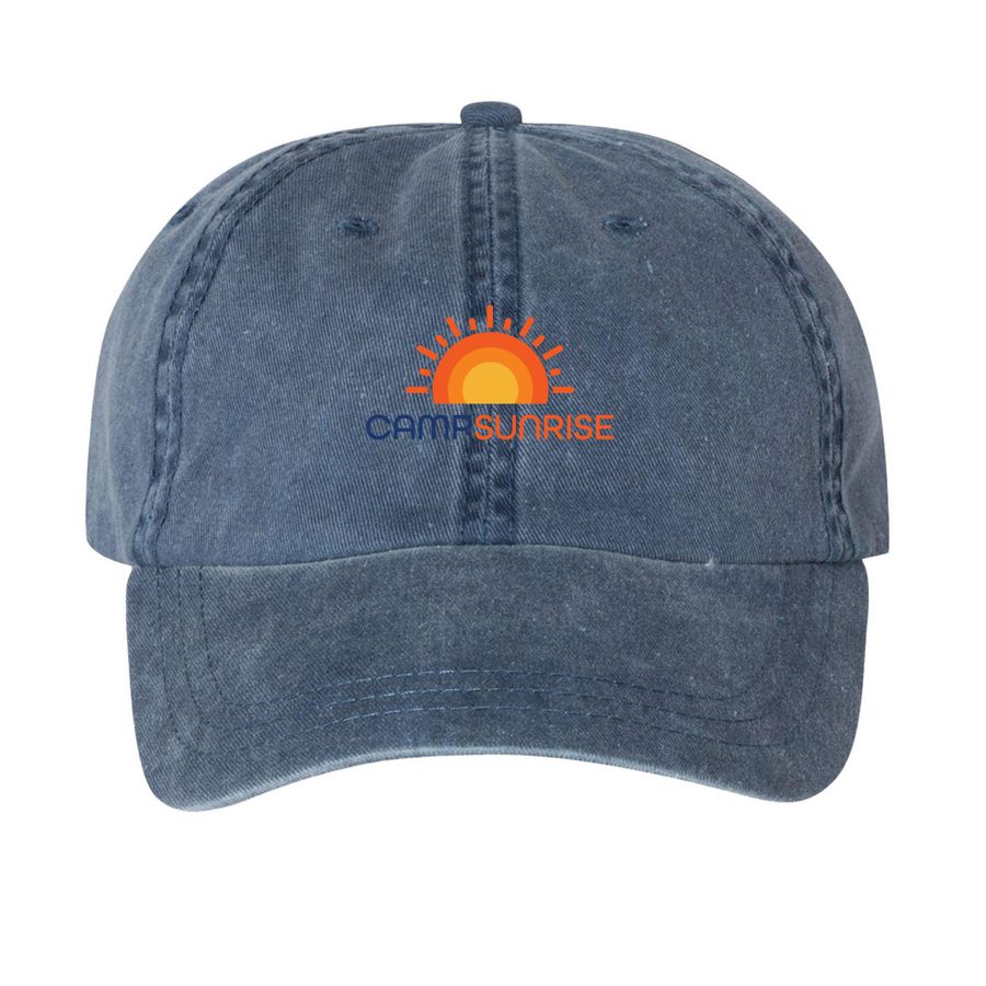 Camp Sunrise Hat, a Navy Printed Pigment Dye Baseball Cap