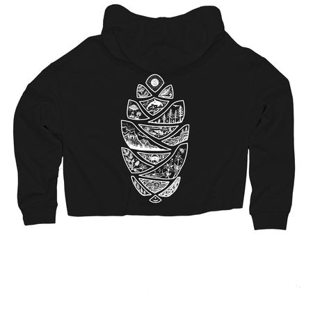 Ecosystems of Puget Sound, a Black Women?s Lightweight Cropped Hoodie