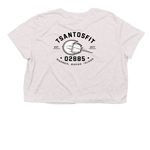 BIG 02885 COLLECTION, a Heather Dust Women?s Flowy Cropped Tee (back-view)