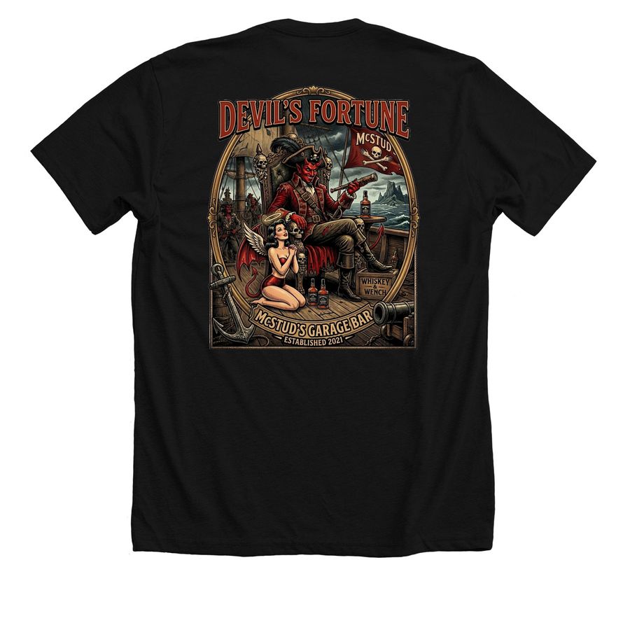 McStuds Pirate, a Solid Black Blend Premium Unisex Tee (back-view)