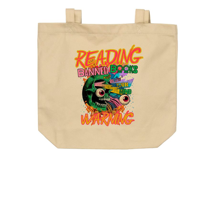 READING BANNED BOOKS will BLOW YOUR MIND, a Oyster Organic Cotton Tote Bag