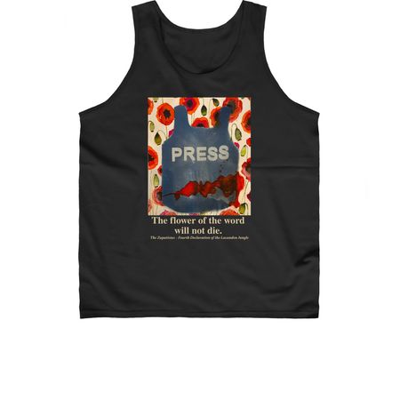 Press: The flower of the word will not die., a Black Classic Unisex Tank Top