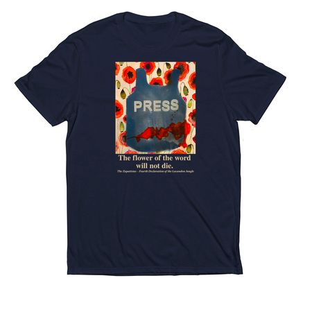 Press: The flower of the word will not die., a Night Sky Navy Allmade Eco Triblend Unisex Tee