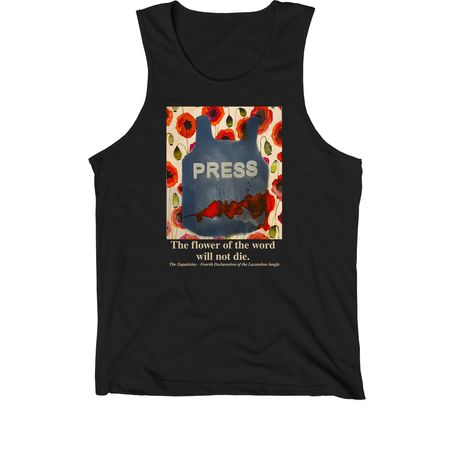 Press: The flower of the word will not die., a Black Premium Cotton Tank
