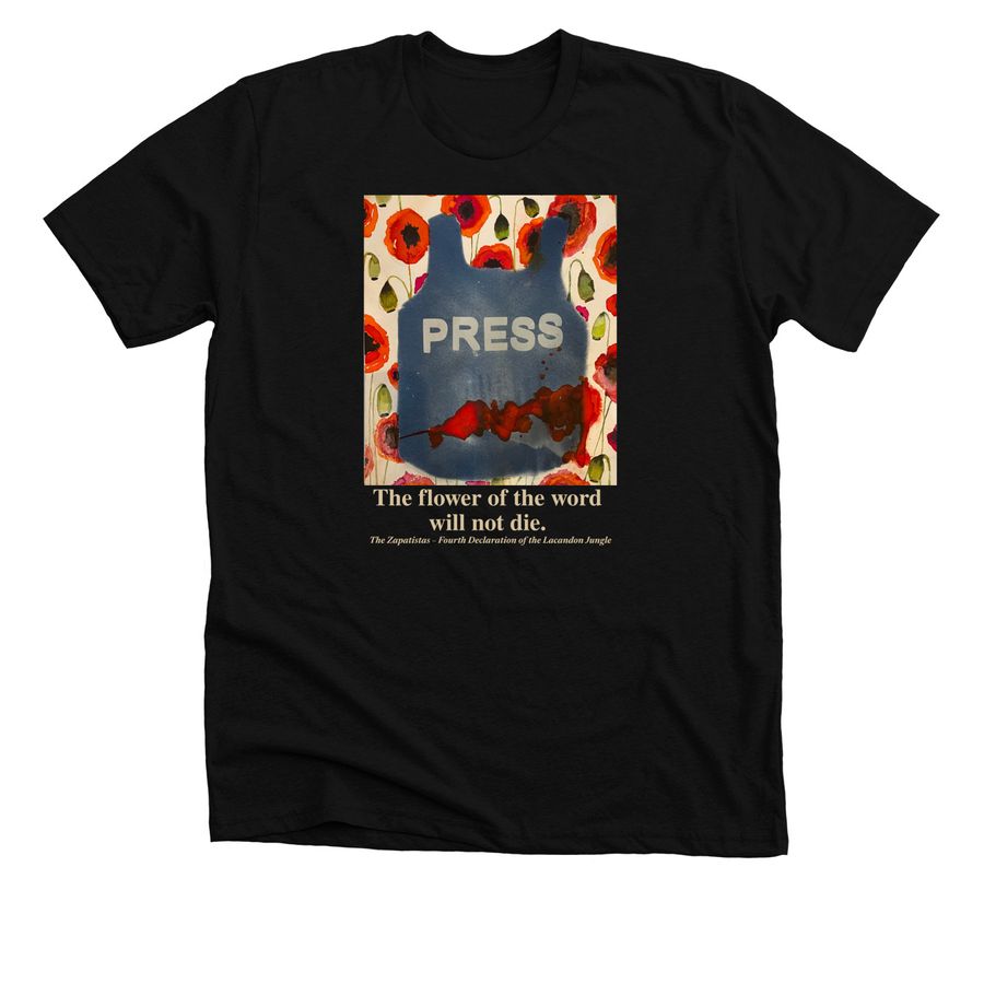 Press: The flower of the word will not die., a Solid Black Blend Premium Unisex Tee