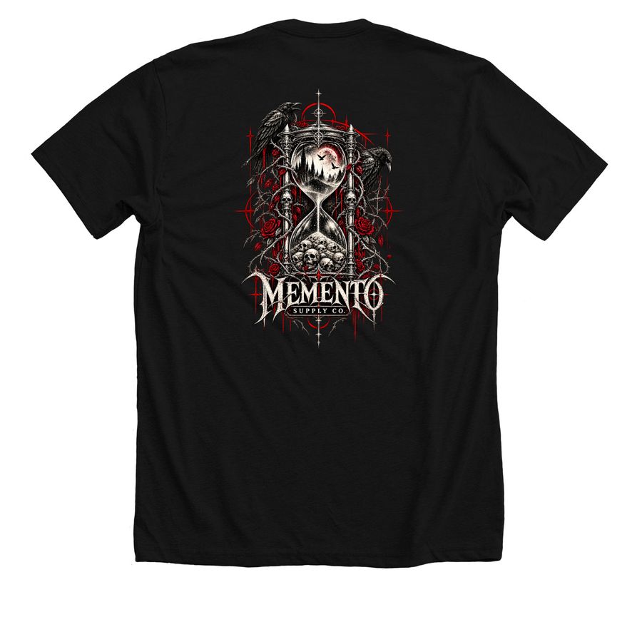 Memento Supply Co. Logo x Hourglass |&nbsp;No. 01., a Solid Black Blend Premium Unisex Tee (back-view)