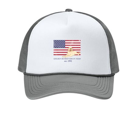 All American Golden Hat, a White/ Deep Smoke Printed Foam Trucker Hat