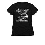 Sommerfeld Transport Merch, a Black Women's Slim Fit Tee (back-view)