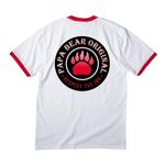 Respect the Ink, a White/ Red Cotton Ringer Tee (back-view)