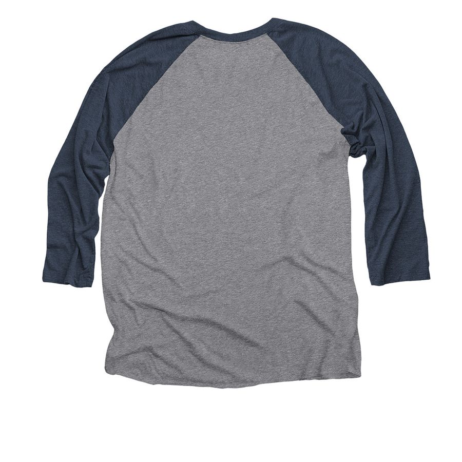 Doggers 3/4 Baseball Tee, a Vintage Navy and Premium Heather 3/4 Sleeve Baseball Tee (back-view)