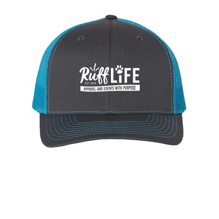 Hats off to You, dog lover!, a Charcoal/ Neon Blue Printed Snapback Trucker Cap