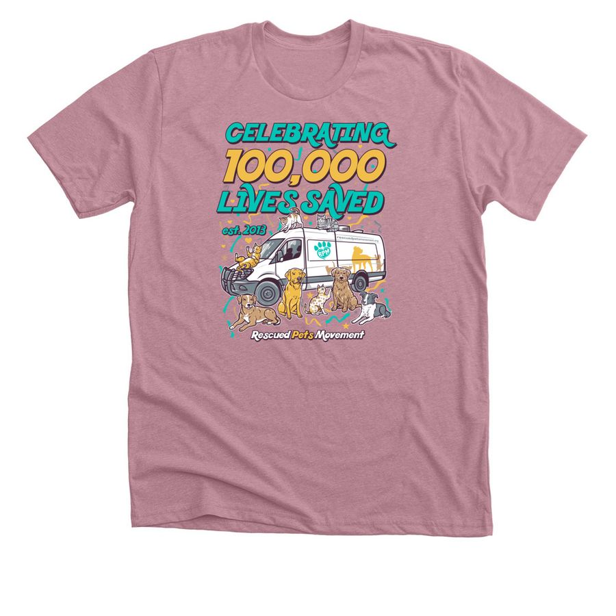RPM 100K Lives Saved, a Heather Orchid Premium Unisex Tee