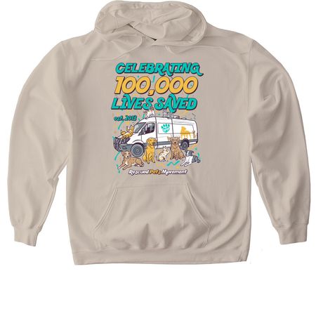 RPM 100K Lives Saved, a Sand Gildan Softstyle Pullover Hoodie