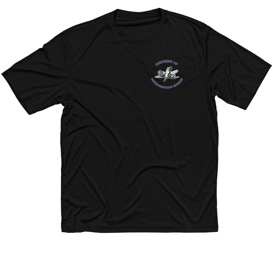 Property of Thunderbolts Logo activewear, a Black Classic Performance Tee