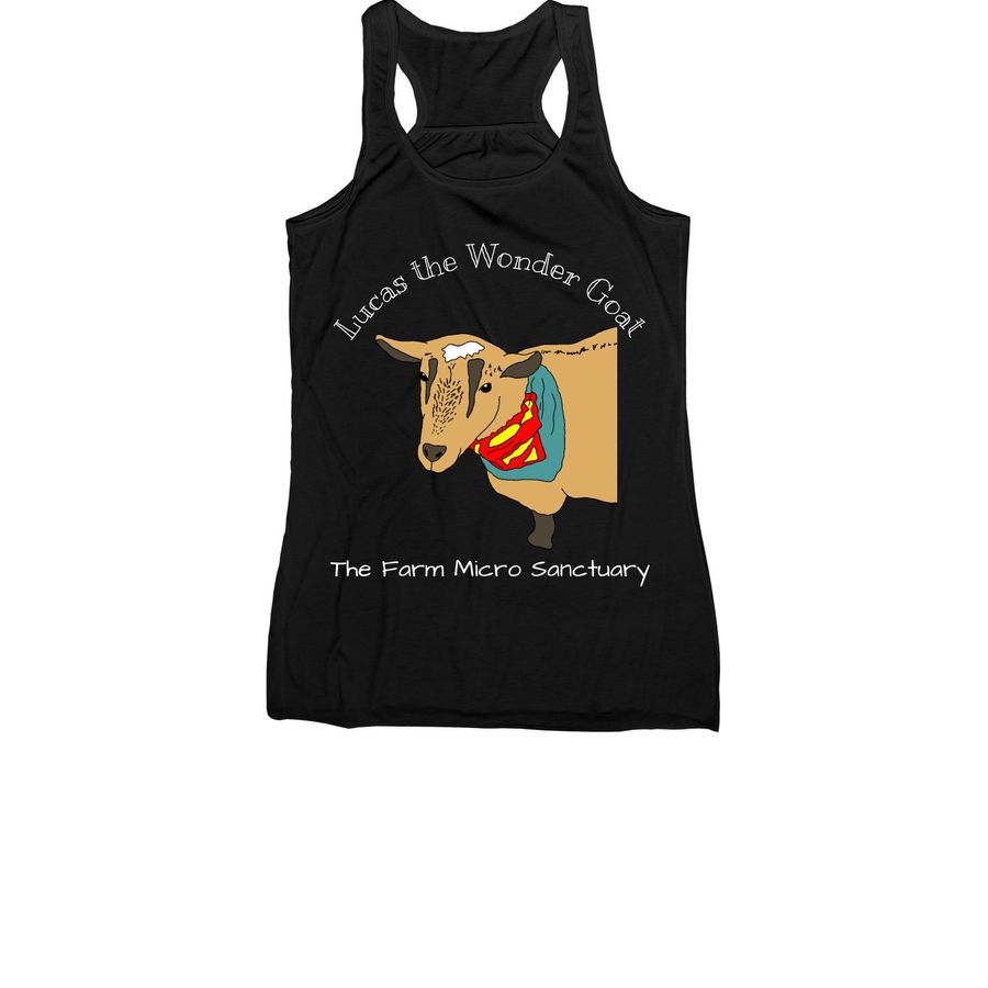 Lucas the Wonder Goat!, a Black Women's Racerback