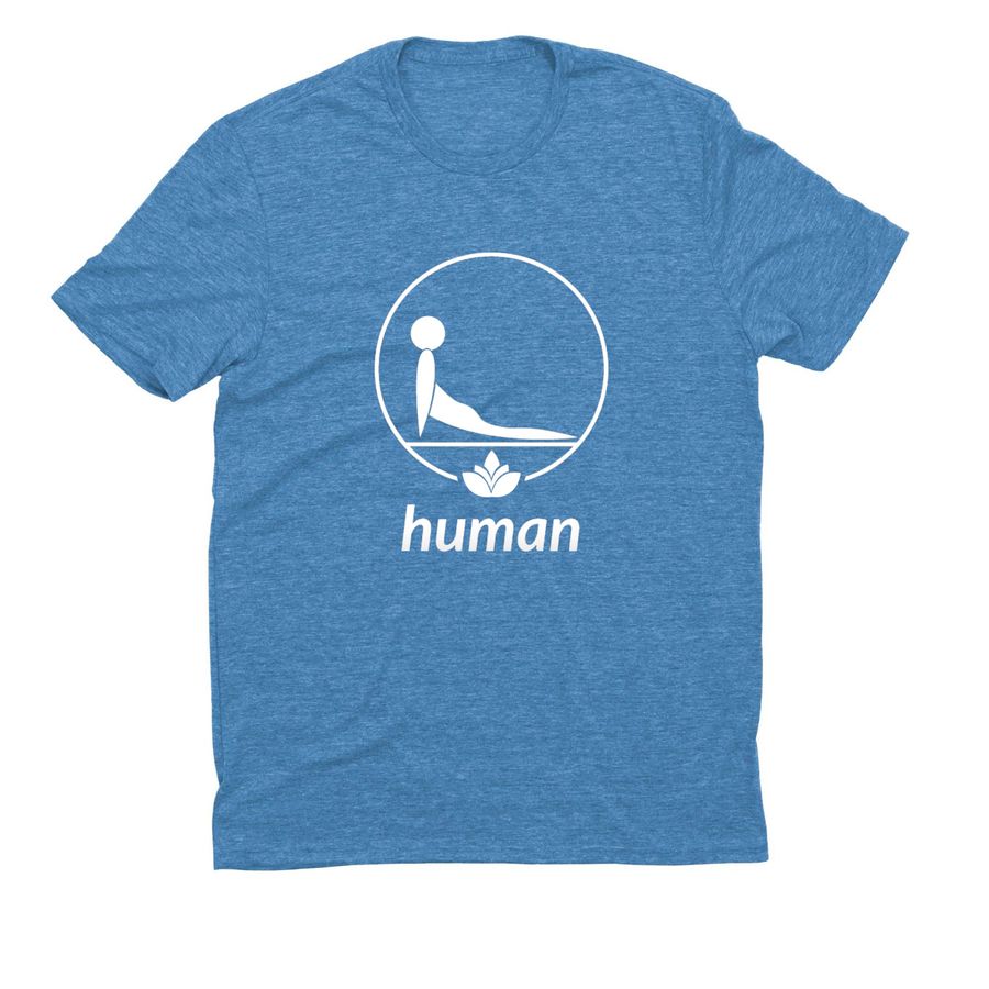 A Discovery of Yoga:&nbsp; HUMAN, a Azure Blue Allmade Eco Triblend Unisex Tee