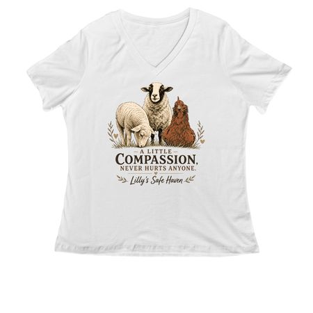 Clothing with compassion, a White Women's Relaxed V-Neck Tee