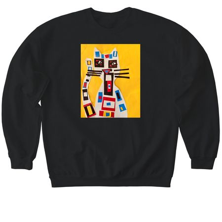 Piet the Cat, a Black Softstyle Crewneck Sweatshirt
